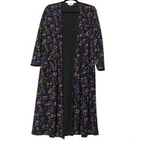 Lularue Sarah Black Floral Lace Open Front Duster Cardigan Womens Sz XS Fairy